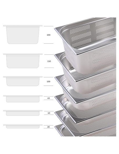 Stainless steel Gastronorm Pan Perforated GN1/1 Depth 200mm | Stalwart DA- 8118P