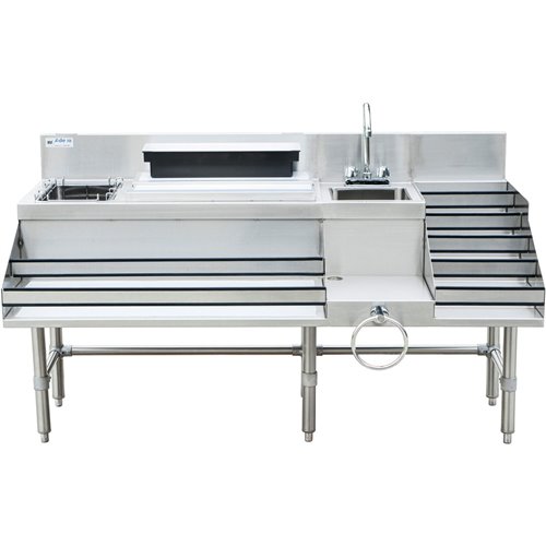 Commercial Stainless Steel Cocktail Station with Backsplash 5 Tier Bottle Display 1675x760x760mm | Stalwart DA- CCS6612LD