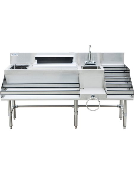 Commercial Stainless Steel Cocktail Station with Backsplash 5 Tier Bottle Display 1675x760x760mm | Stalwart DA- CCS6612LD