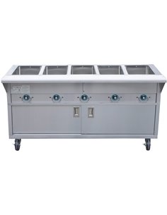 Mobile Servery Steam Table with Cupboard 5xGN1/1 | Stalwart DA- EST5SWCBSD