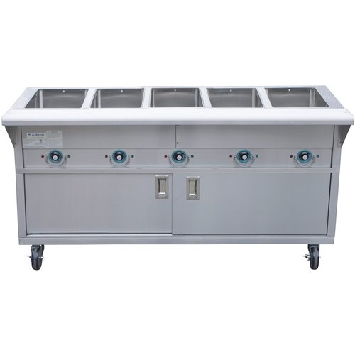 Mobile Servery Steam Table with Cupboard 5xGN1/1 | Stalwart DA- EST5SWCBSD