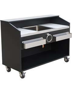 Commercial Portable Bar Stainless Steel &amp Black 1550x600x1100mm | Stalwart DA- PB2461BLM