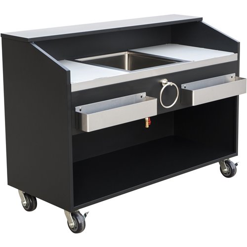 Commercial Portable Bar Stainless Steel &amp Black 1550x600x1100mm | Stalwart DA- PB2461BLM
