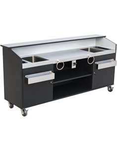 Commercial Portable Bar Stainless Steel &amp Black 2400x600x1200mm | Stalwart DA- PB2495SS