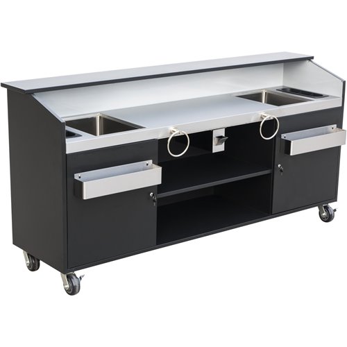 Commercial Portable Bar Stainless Steel &amp Black 2400x600x1200mm | Stalwart DA- PB2495SS