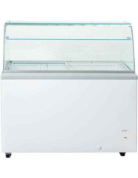 Commercial Display Chest freezer Curved Sliding glass lid with Glass Canopy 359 litres | Stalwart DA- SD451S-SD451SGLASSTOP