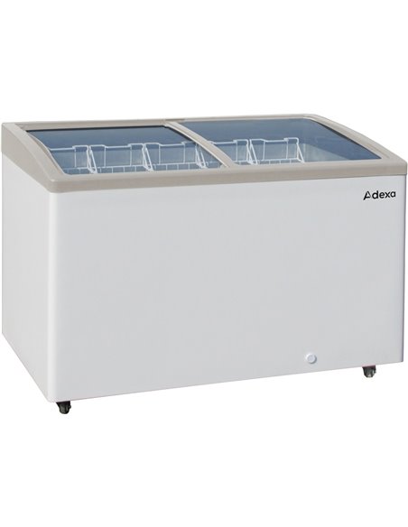 Commercial Display Chest freezer Curved Sliding glass lid with Glass Canopy 359 litres | Stalwart DA- SD451S-SD451SGLASSTOP