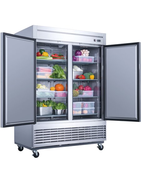 1200lt Commercial Upright Refrigerator Double Door Stainless Steel | Stalwart DA- CN140AFD55R