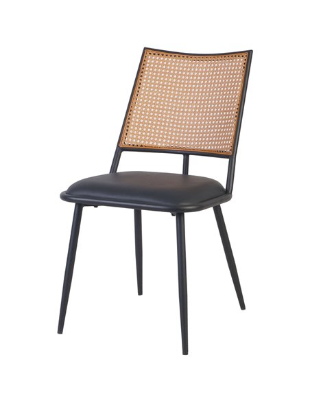 Bistro Rattan Chair with Black Vinyl Seat Square Back | Stalwart DA- GSM1024BLACK