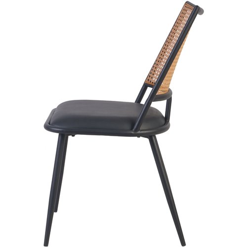 Bistro Rattan Chair with Black Vinyl Seat Square Back | Stalwart DA- GSM1024BLACK