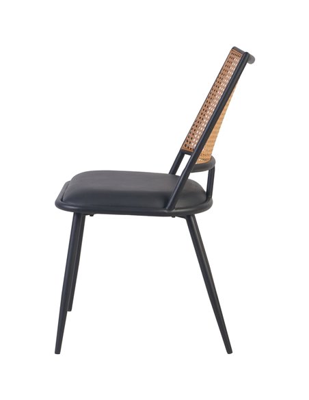 Bistro Rattan Chair with Black Vinyl Seat Square Back | Stalwart DA- GSM1024BLACK