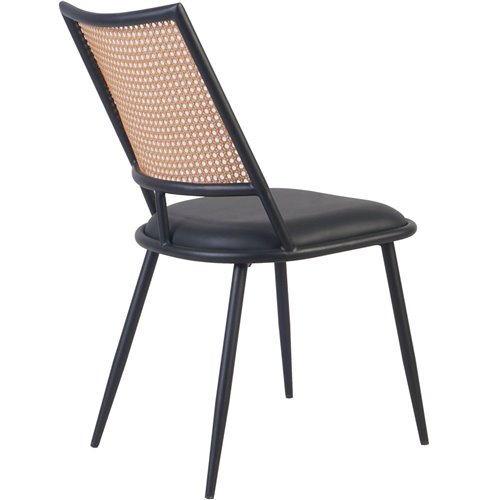 Bistro Rattan Chair with Black Vinyl Seat Square Back | Stalwart DA- GSM1024BLACK