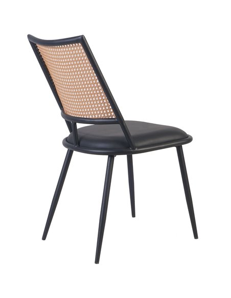 Bistro Rattan Chair with Black Vinyl Seat Square Back | Stalwart DA- GSM1024BLACK