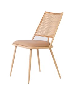 Bistro Rattan Chair with Brown Vinyl Seat Square Back | Stalwart DA- GSM1024NATURAL 2