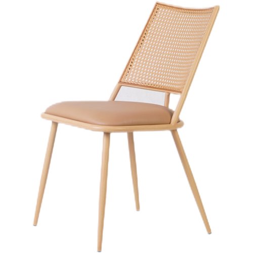 Bistro Rattan Chair with Brown Vinyl Seat Square Back | Stalwart DA- GSM1024NATURAL