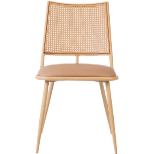 Bistro Rattan Chair with Brown Vinyl Seat Square Back | Stalwart DA- GSM1024NATURAL