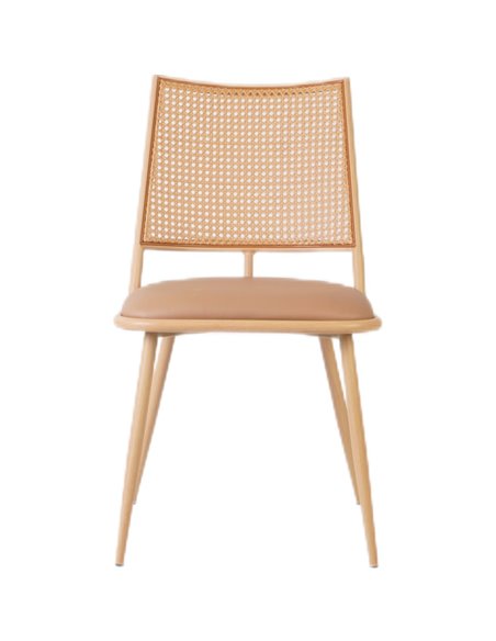 Bistro Rattan Chair with Brown Vinyl Seat Square Back | Stalwart DA- GSM1024NATURAL