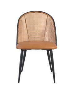 Bistro Rattan Chair with Black Vinyl Seat Round Back | Stalwart DA- GSM1023BLACK 2
