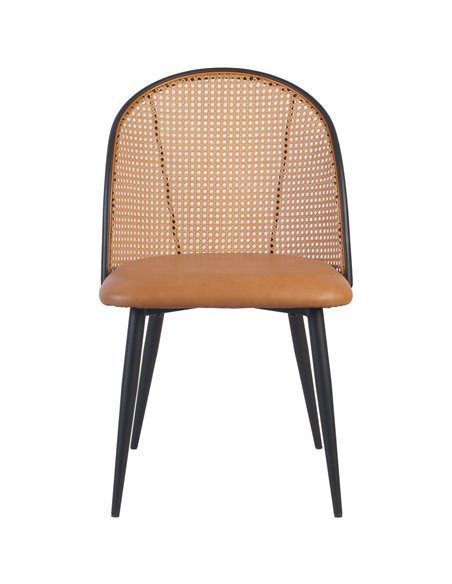 Bistro Rattan Chair with Black Vinyl Seat Round Back | Stalwart DA- GSM1023BLACK
