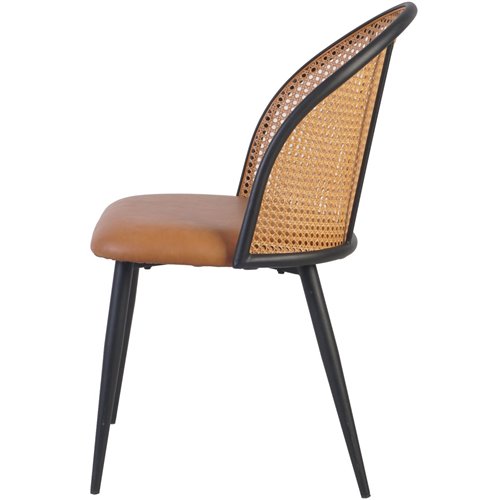 Bistro Rattan Chair with Black Vinyl Seat Round Back | Stalwart DA- GSM1023BLACK