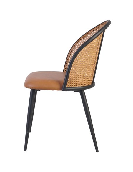 Bistro Rattan Chair with Black Vinyl Seat Round Back | Stalwart DA- GSM1023BLACK