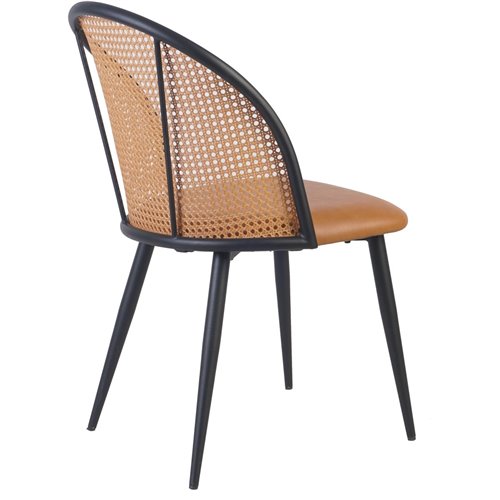 Bistro Rattan Chair with Black Vinyl Seat Round Back | Stalwart DA- GSM1023BLACK