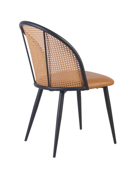 Bistro Rattan Chair with Black Vinyl Seat Round Back | Stalwart DA- GSM1023BLACK