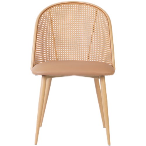 Bistro Rattan Chair with Brown Vinyl Seat Round Back | Stalwart DA- GSM1023NATURAL