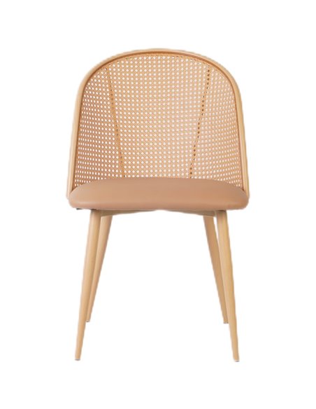 Bistro Rattan Chair with Brown Vinyl Seat Round Back | Stalwart DA- GSM1023NATURAL