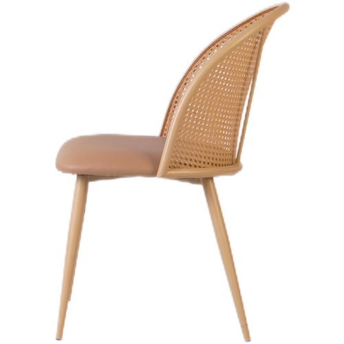 Bistro Rattan Chair with Brown Vinyl Seat Round Back | Stalwart DA- GSM1023NATURAL