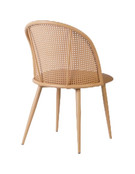 Bistro Rattan Chair with Brown Vinyl Seat Round Back | Stalwart DA- GSM1023NATURAL