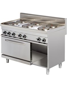 Professional Electric range Electric oven &amp open base 6 plates 15.6kW+3kW | Stalwart DA-Hotmax 700 ER732
