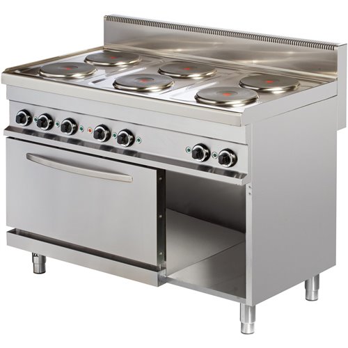 Professional Electric range Electric oven &amp open base 6 plates 15.6kW+3kW | Stalwart DA-Hotmax 700 ER732