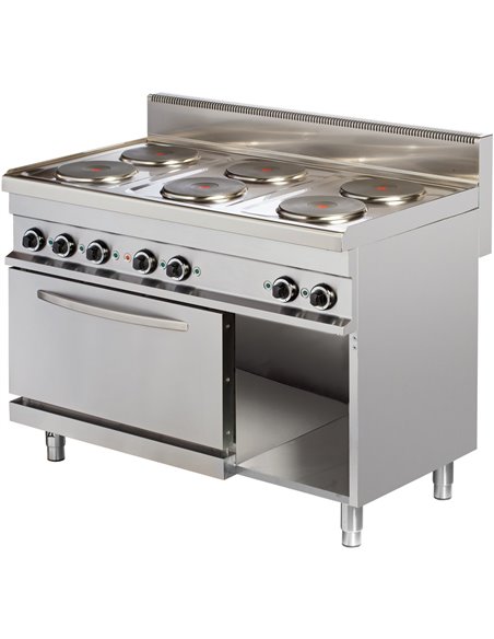Professional Electric range Electric oven &amp open base 6 plates 15.6kW+3kW | Stalwart DA-Hotmax 700 ER732