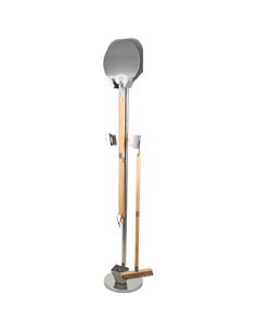 Set of 3 Pizza Oven Tools with Stand - 12&quot Square Pizza Peel, 12&quot Round Pizza Peel &amp Pizza Oven Brush with Scraper | 