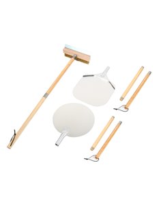 Set of 3 Pizza Oven Tools with Stand - 12&quot Square Pizza Peel, 12&quot Round Pizza Peel &amp Pizza Oven Brush with Scraper |  2