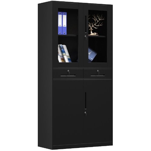 Commercial Steel Cabinet 4 Door 2 Drawer 900x400x1850mm Black | Stalwart DA-MYSC09