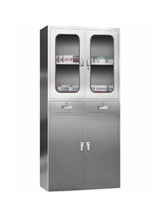 Commercial Stainless Steel Cabinet 4 Doors 2 Drawers 900x400x1800mm | Stalwart DA-MYSLC03