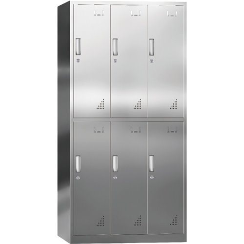 Commercial Stainless Steel 6 Door Locker 900x500x1800mm | Stalwart DA-MYSLC06