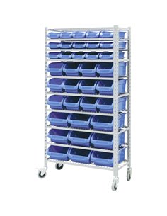 Commercial Heavy Duty Mobile Shelving Unit 9 Tier 36 bins 860x410x1780mm | Stalwart DA-SBRHD3691