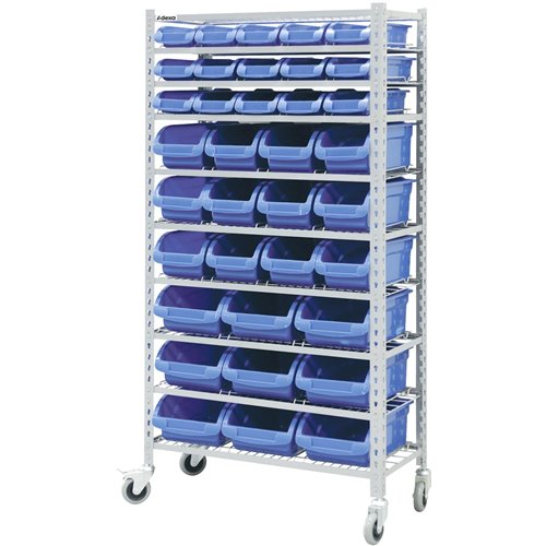 Commercial Heavy Duty Mobile Shelving Unit 9 Tier 36 bins 860x410x1780mm | Stalwart DA-SBRHD3691