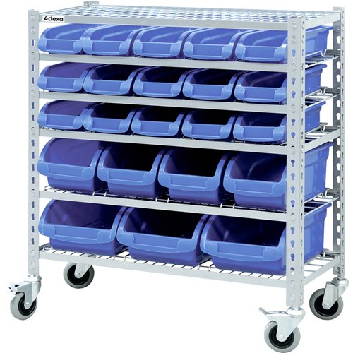 Commercial Heavy Duty Mobile Shelving Unit 5 Tier 22 bins 860x410x940mm | Stalwart DA-SBRHD2251