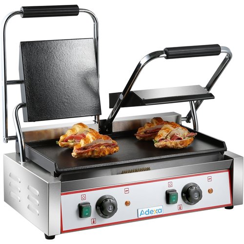 Heavy Duty Twin Panini Contact grill Smooth 3.6kW Dual Zone | Stalwart DA-HEG813B