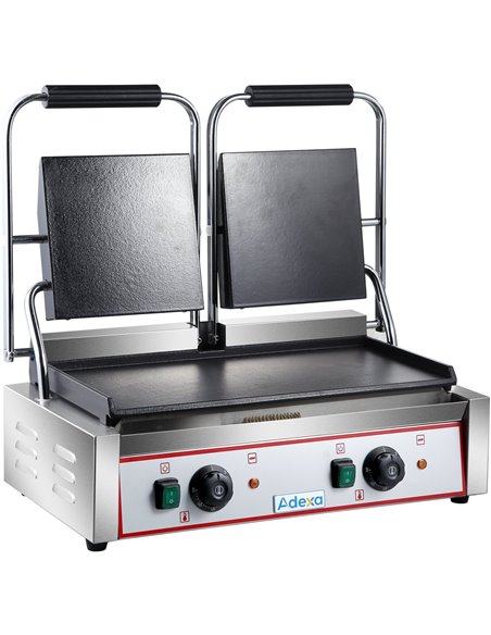 Heavy Duty Twin Panini Contact grill Smooth 3.6kW Dual Zone | Stalwart DA-HEG813B