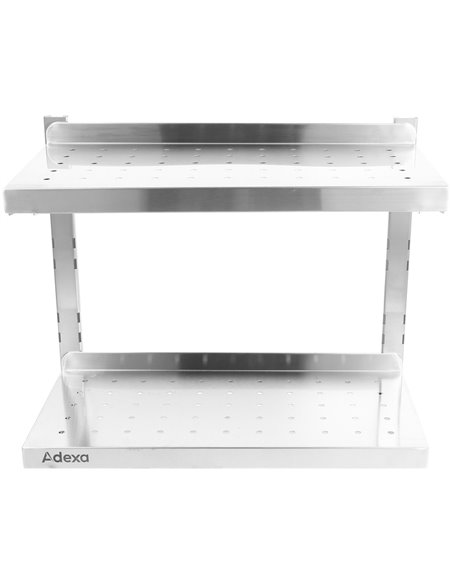 Wall Shelf Perforated 2 tiers Stainless steel 1400x300x600mm | Stalwart DA-WSWB30140P