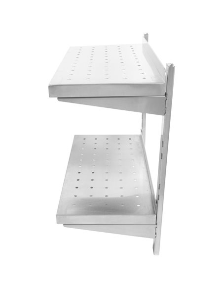 Wall Shelf Perforated 2 tiers Stainless steel 1400x300x600mm | Stalwart DA-WSWB30140P
