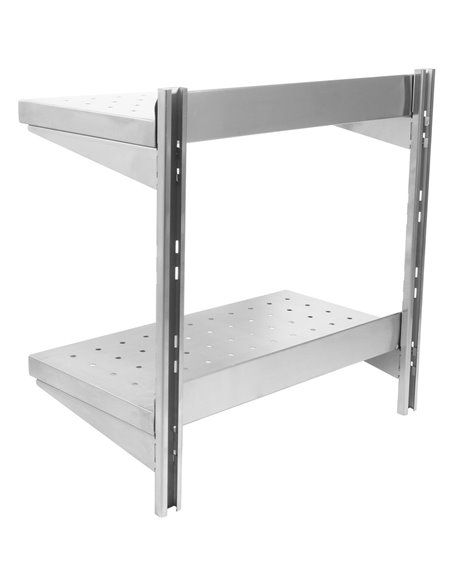 Wall Shelf Perforated 2 tiers Stainless steel 2000x350x600mm | Stalwart DA-WSWB35200P