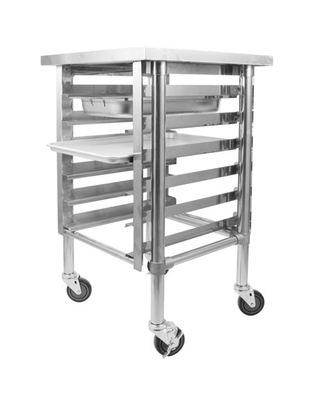 Commercial Mobile Equipment Stand with 6 Tier Tray Rack GN1/1 Marine Edges 1200x600x600mm | Stalwart DA-WHMTR60120C