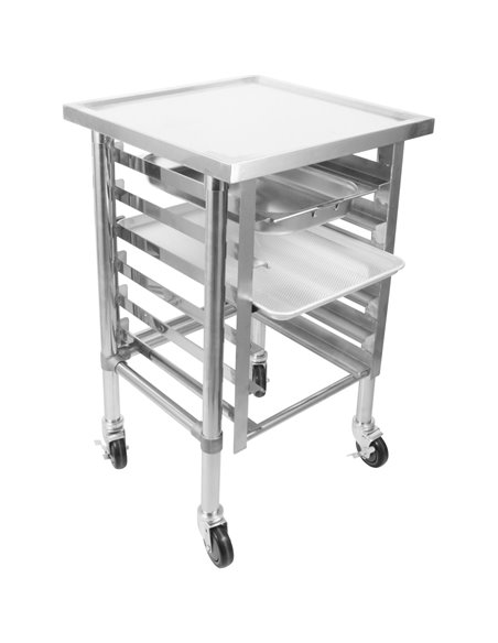 Commercial Mobile Equipment Stand with 6 Tier Tray Rack GN1/1 Marine Edges 600x600x600mm | Stalwart DA-WHMTR6060C