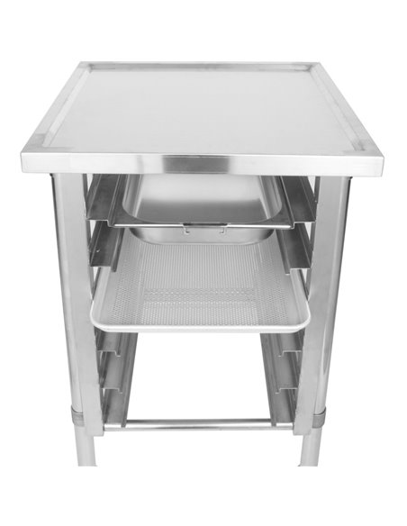 Commercial Equipment Stand with 6 Tier Tray Rack GN1/1 Marine Edges 800x700x600mm | Stalwart DA-WHMTR7080